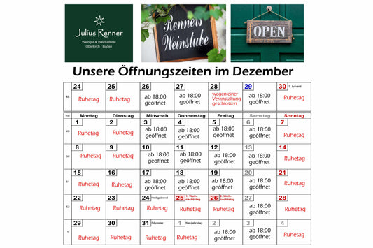 Öffnungszeiten Weinstube