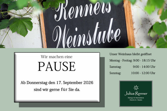 Unser Weinstuben-Team macht eine Pause.