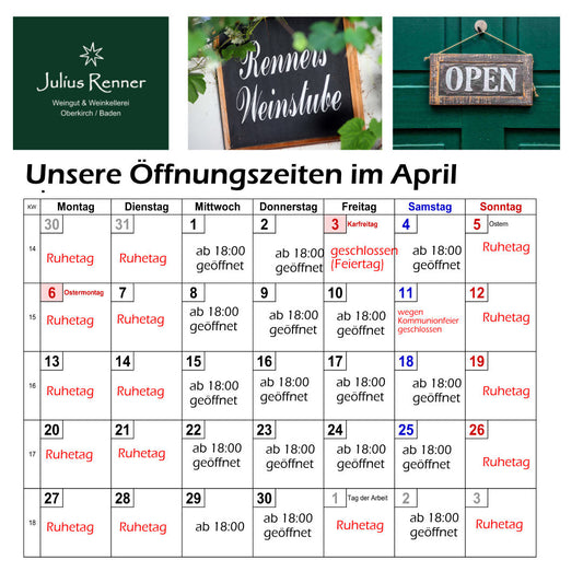 Öffnungszeiten Weinstube