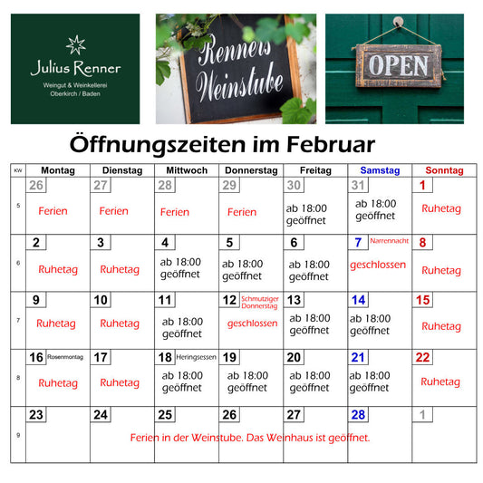 Öffnungszeiten Weinstube